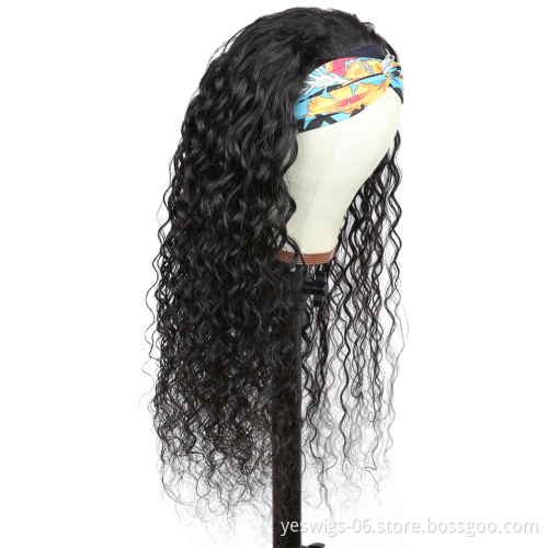 100% Virgin Brazilian Human Hair Headband Wigs Cheap wholesale natural human hair wig for black women none lace wigs 150%Density